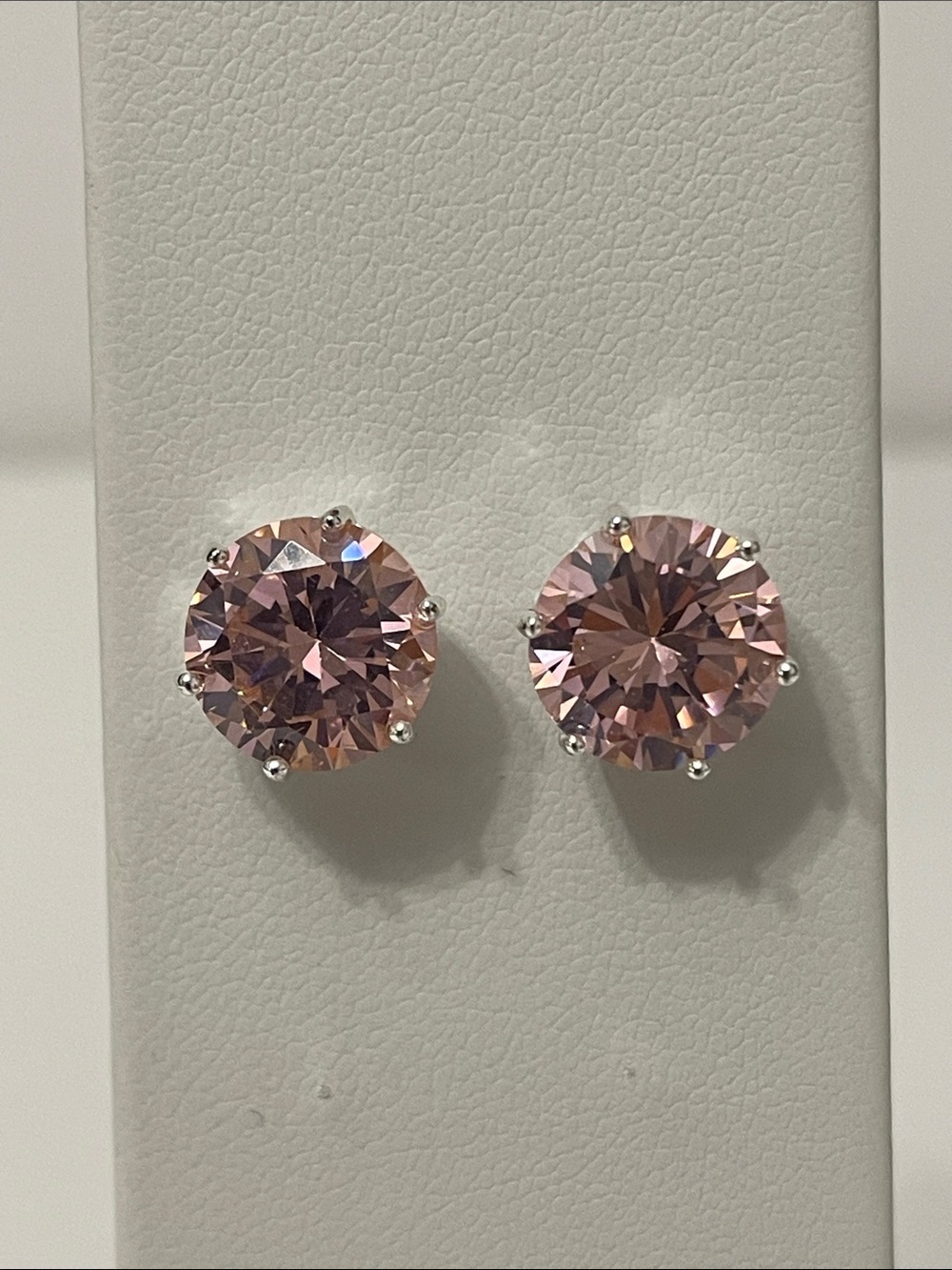 Vintage Joan Rivers Classics Collection Silver-Tone 10mm Pink Stud Earrings